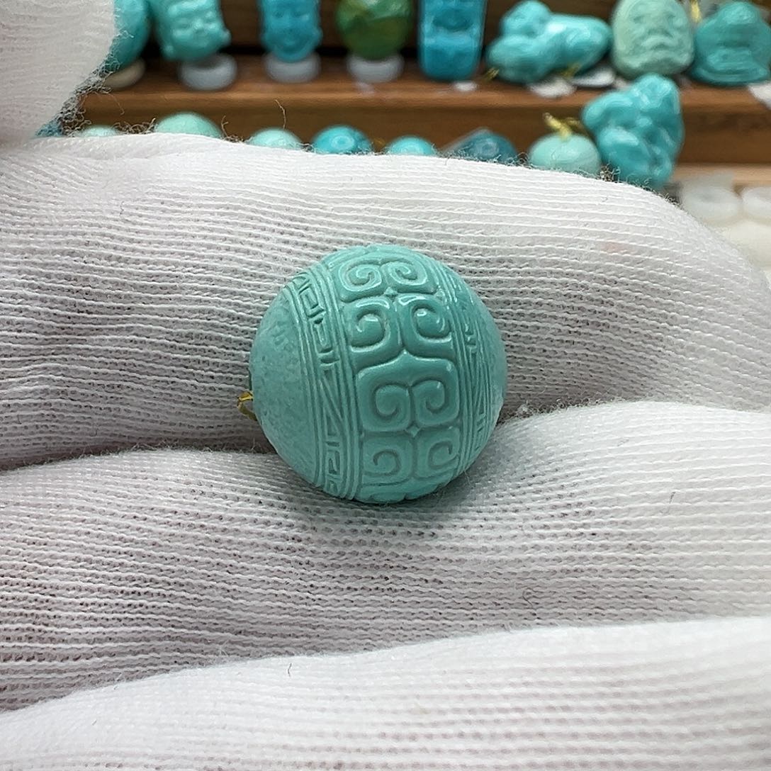 绿松石回纹珠 未镶嵌