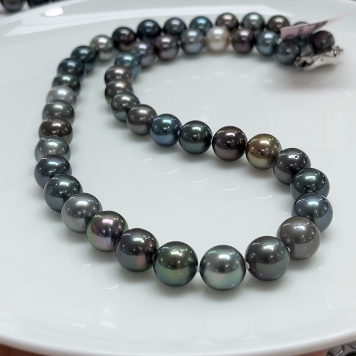 银S925镶嵌项链海水珍珠8-10mm38号