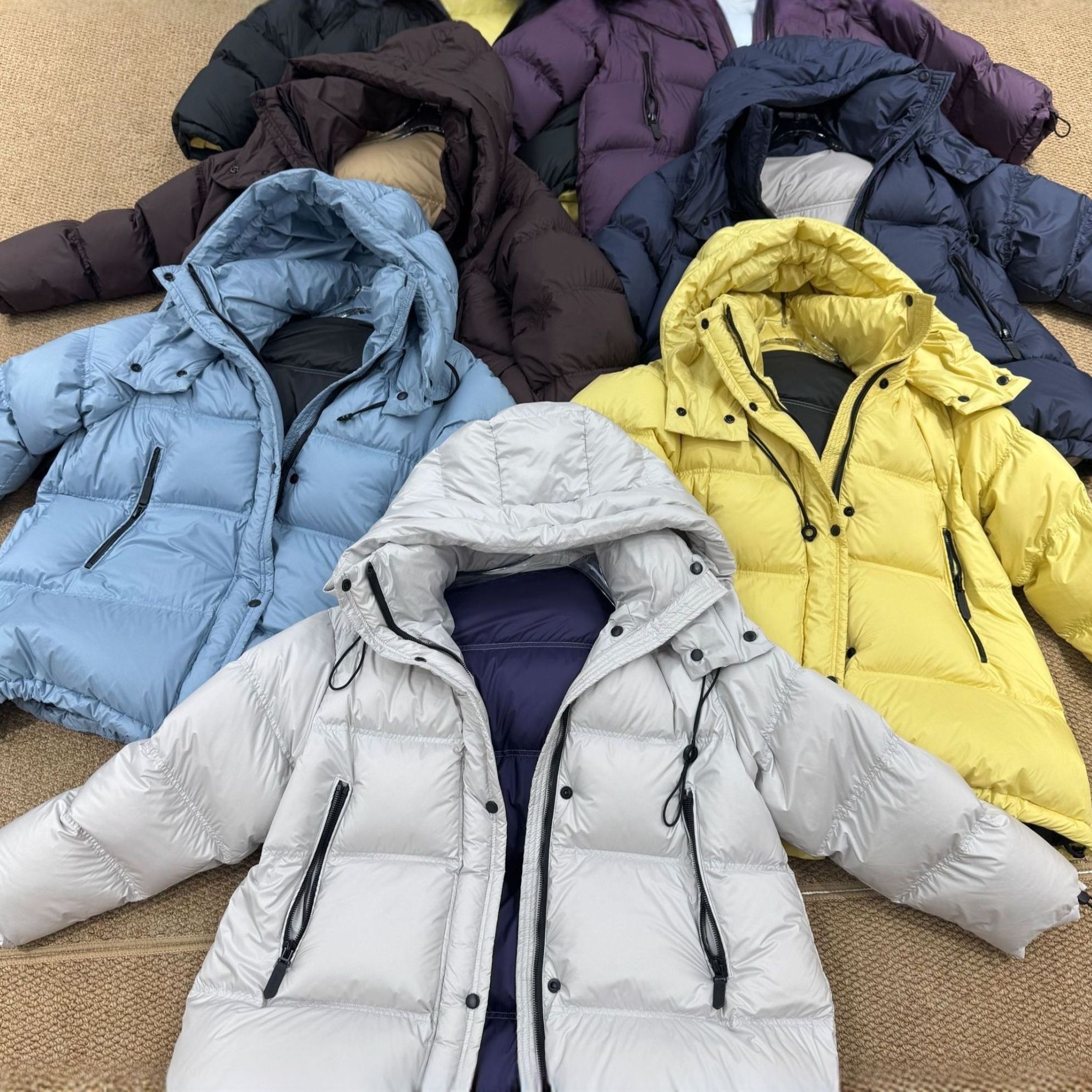 韩版连帽抽绳羽绒服2025冬季加厚撞色中长款宽松外套