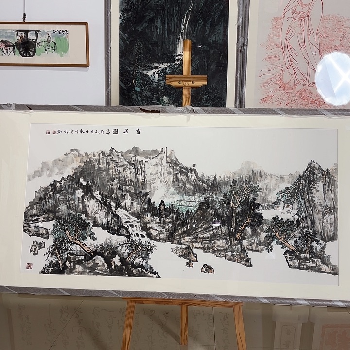 绘画山水画花鸟画书法175*85带框不包邮