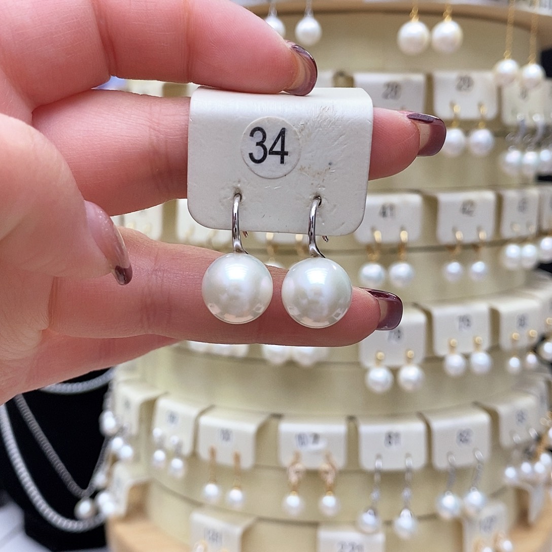 淡水珍珠耳饰银S925镶嵌