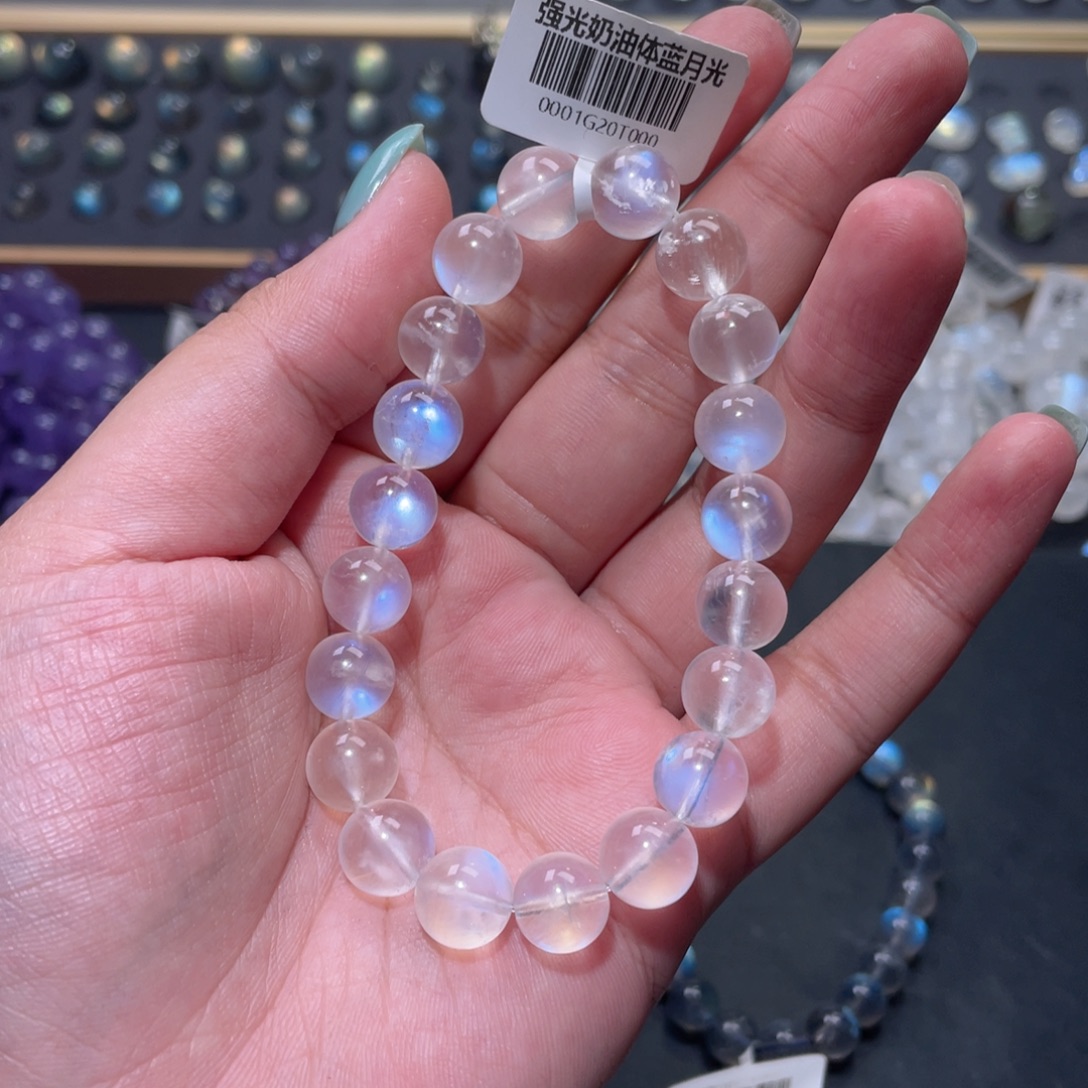 I***s手链未镶嵌长石蓝月光手链10mm