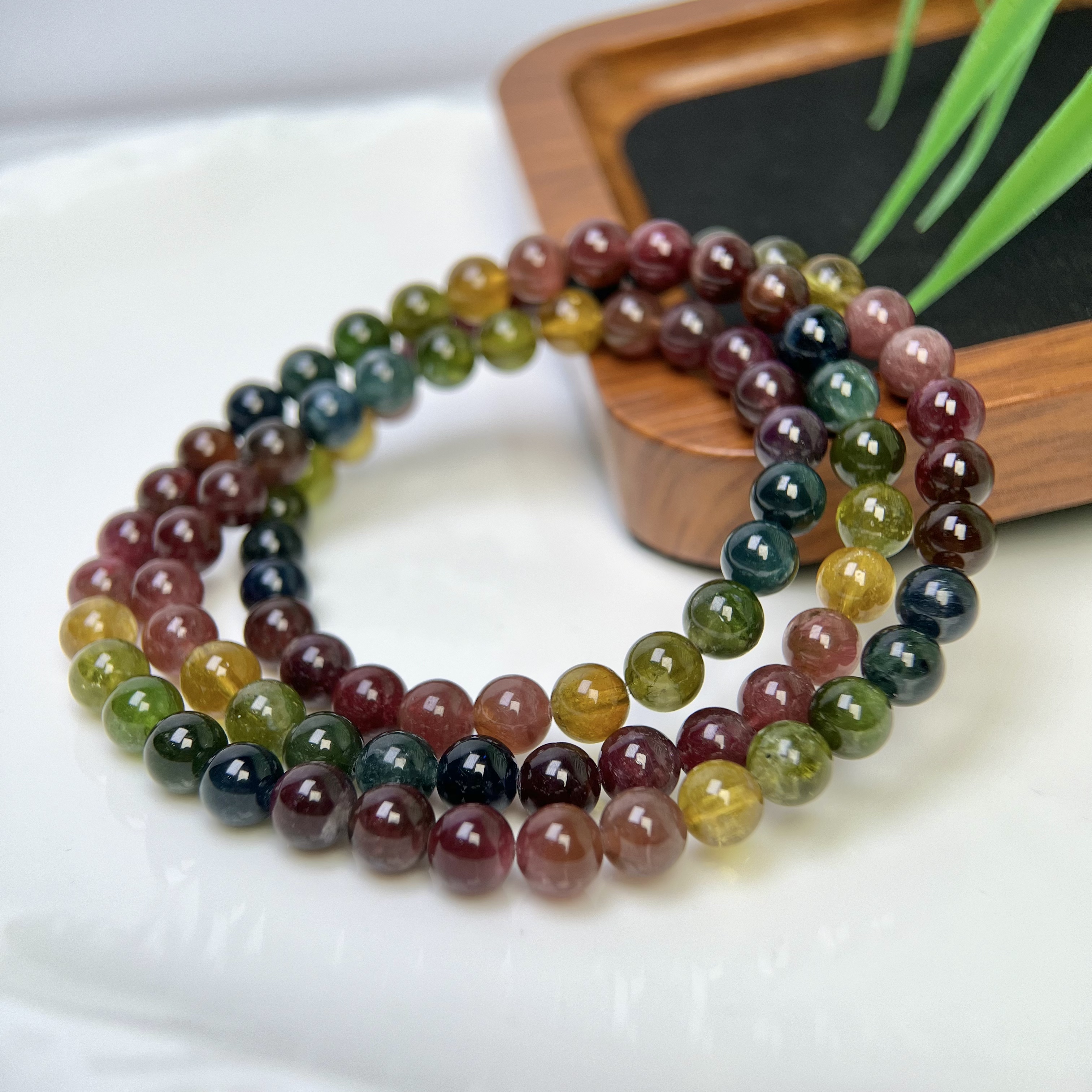 高品质老矿人鱼色标碧玺多圈手串6-6.5mm+合集 FX-5828