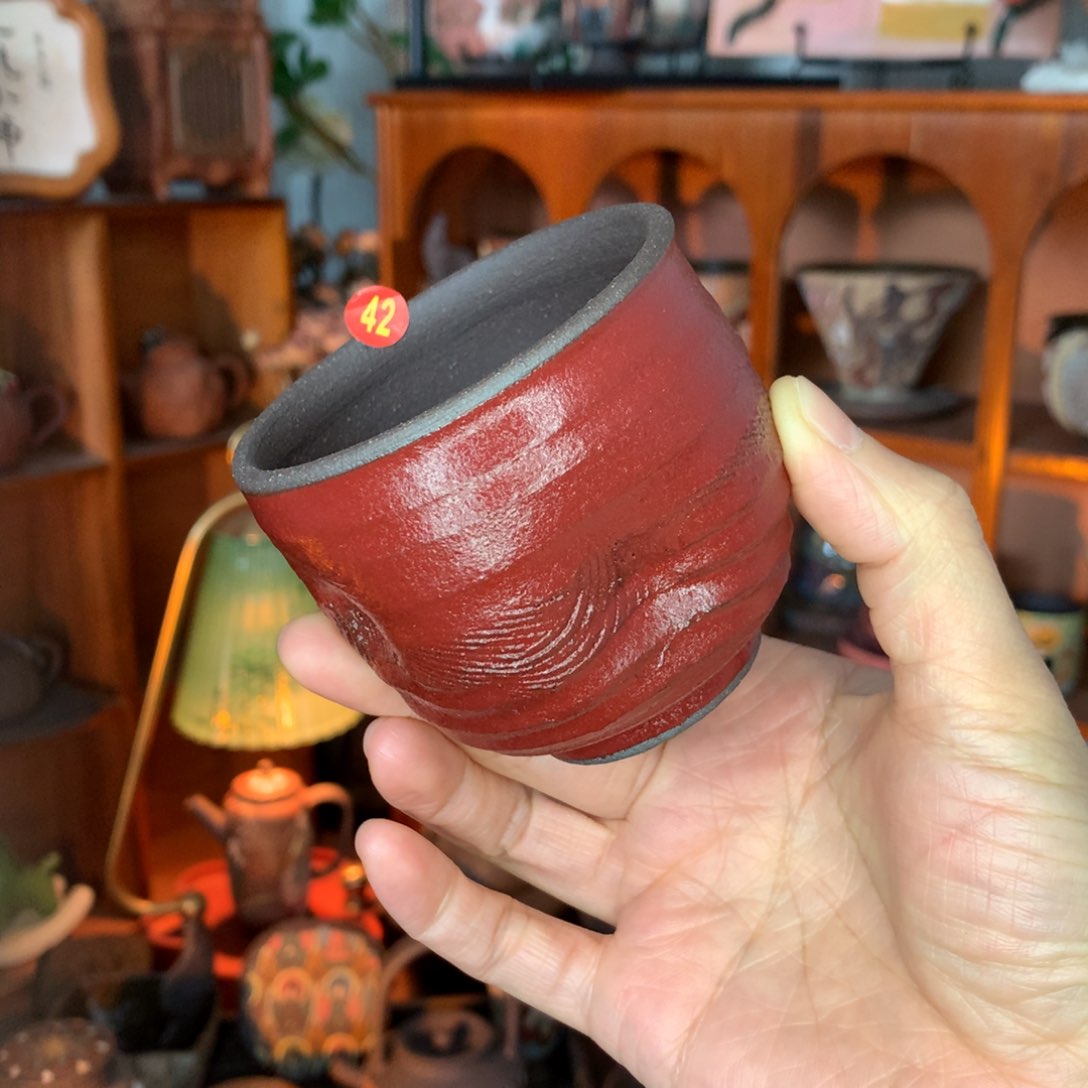 陶瓷开播福利·复古红粉引主人杯