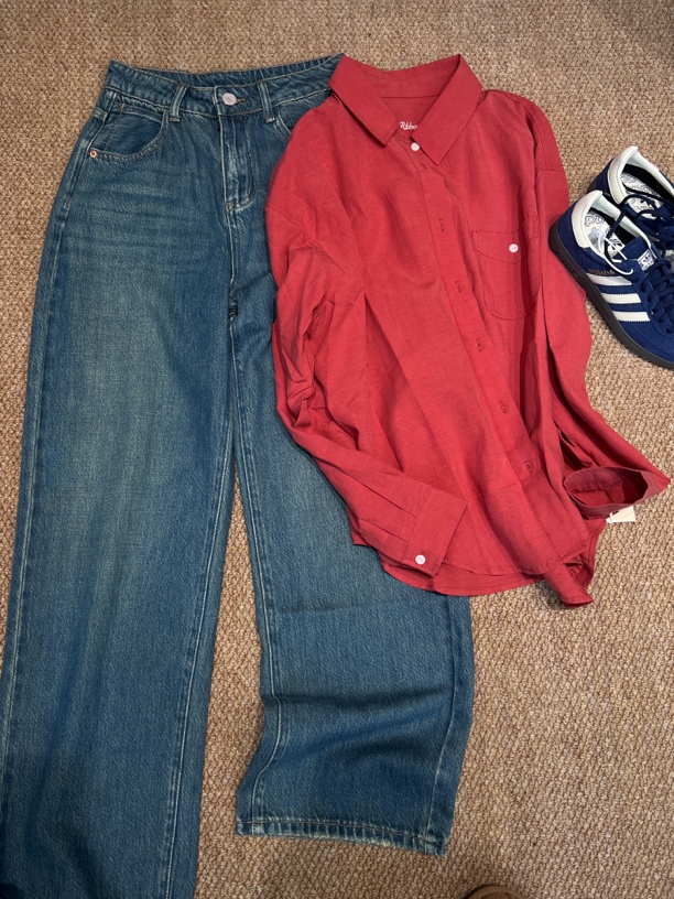 Moran！韩系单排扣字母刺绣时尚休闲百搭衬衫