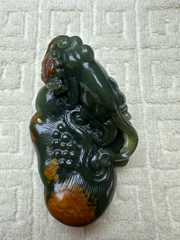 和田玉貔貅如意手把件