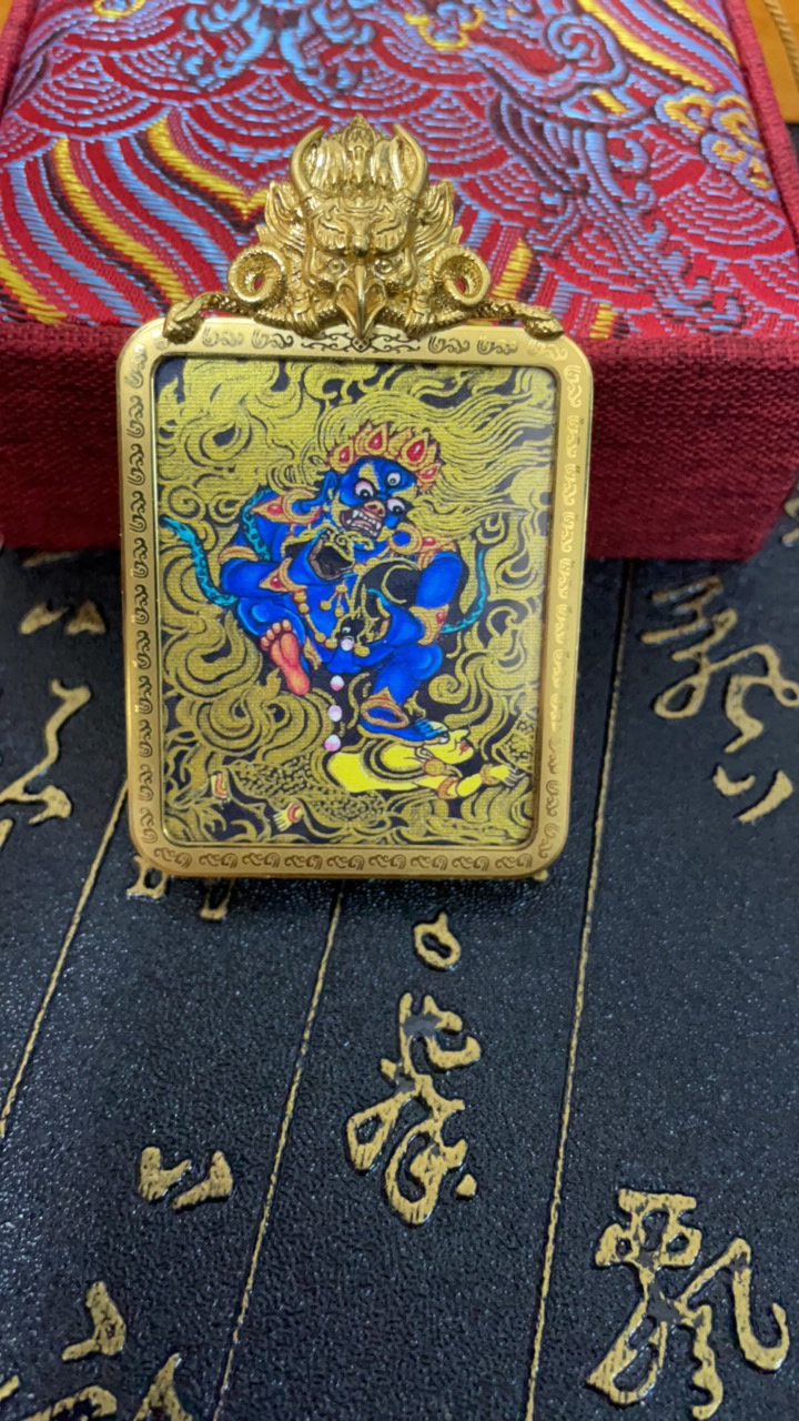 手绘黑财唐卡双面