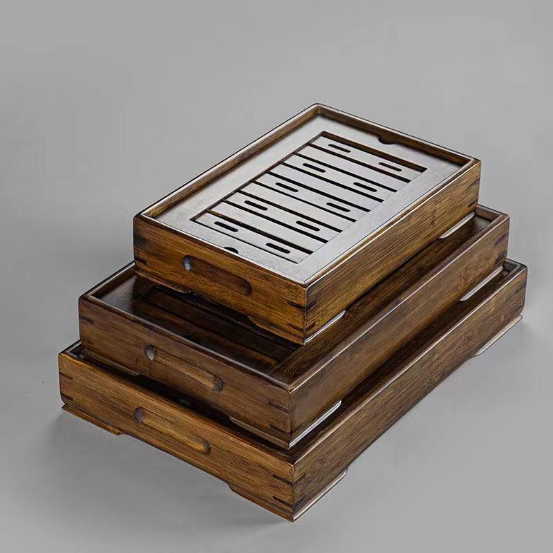 精品小云窗茶盘茶道家用小型竹制茶托盘储水式竹茶盘