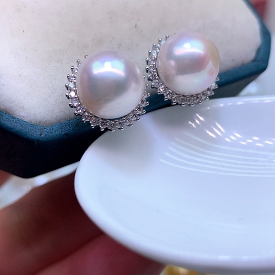 淡水珍珠耳饰银S925镶嵌