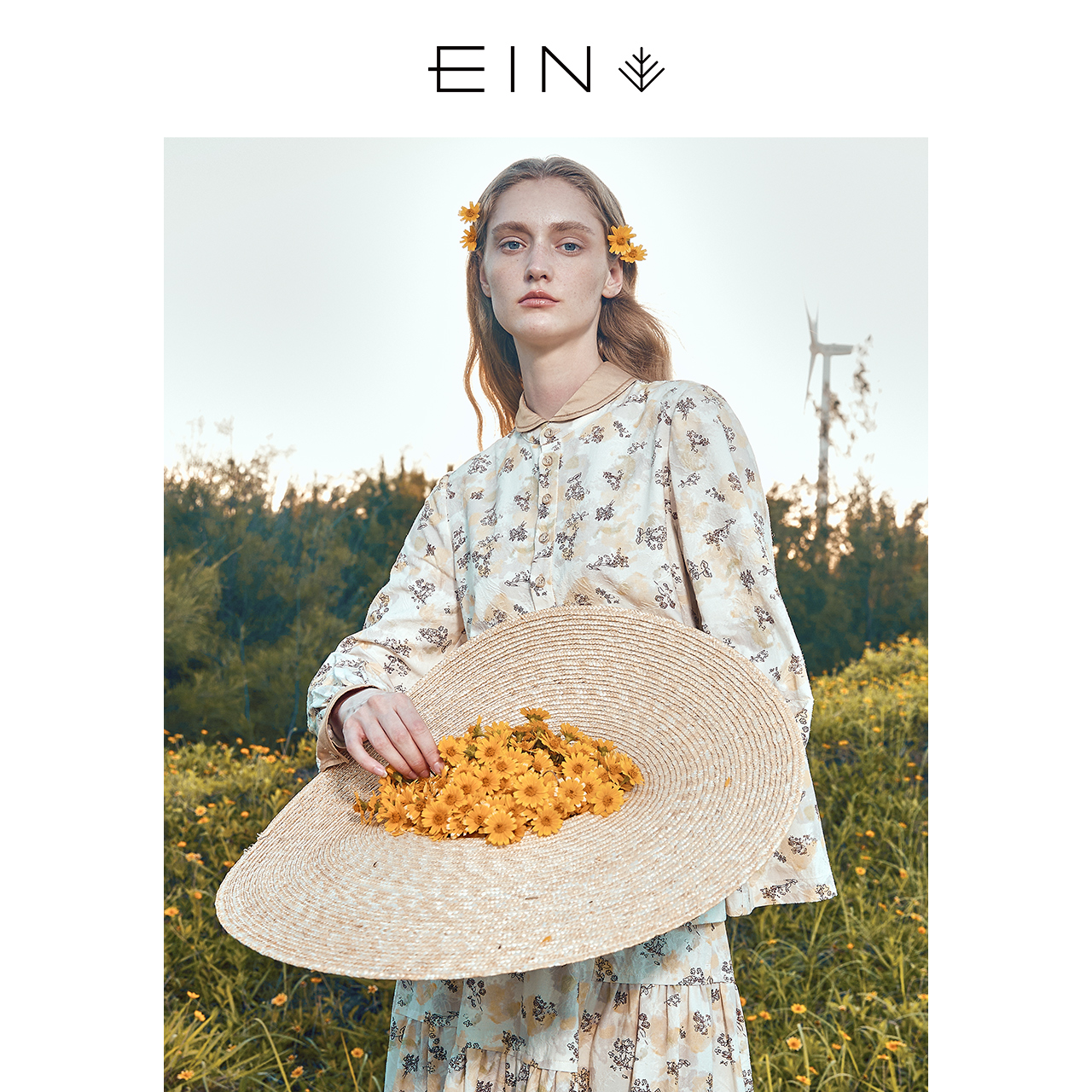 EIN/言【花卉收藏家】EIN言原创文艺印花长袖衬衫上衣女秋冬款