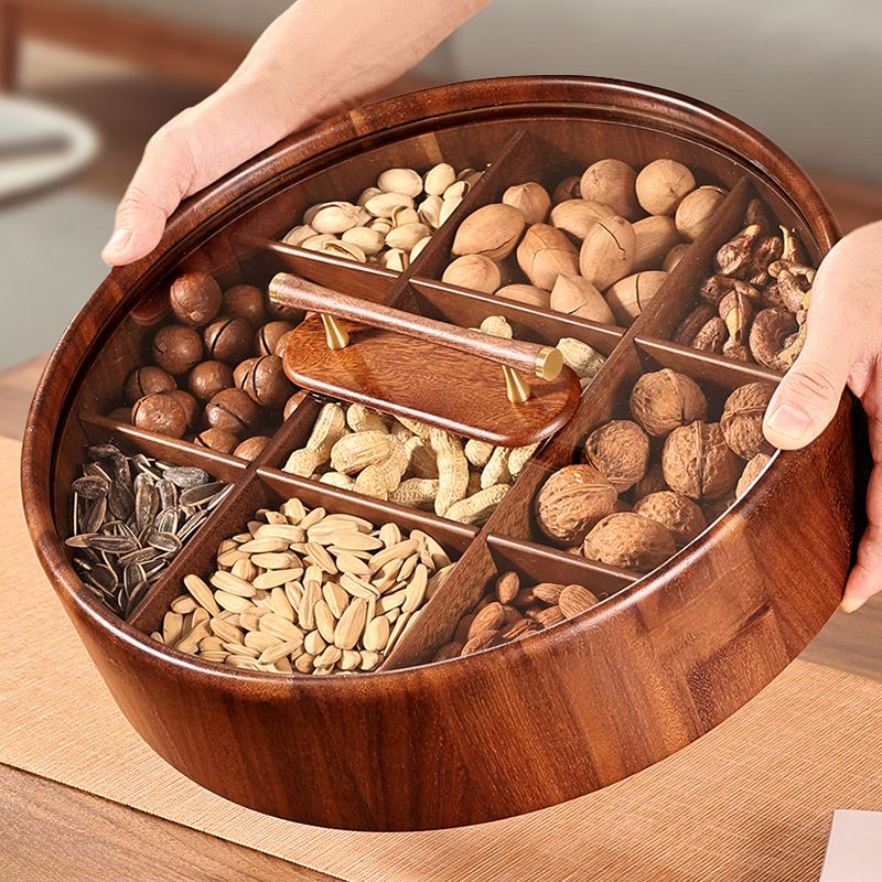 新中式实木2025新款干果盘客厅家用坚果盘瓜子零食糖果收纳盒果盘