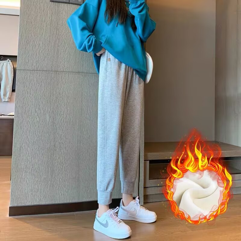 2025新款孕妇春秋冬款运动裤时尚外穿束脚长裤加绒加绒冬季卫裤