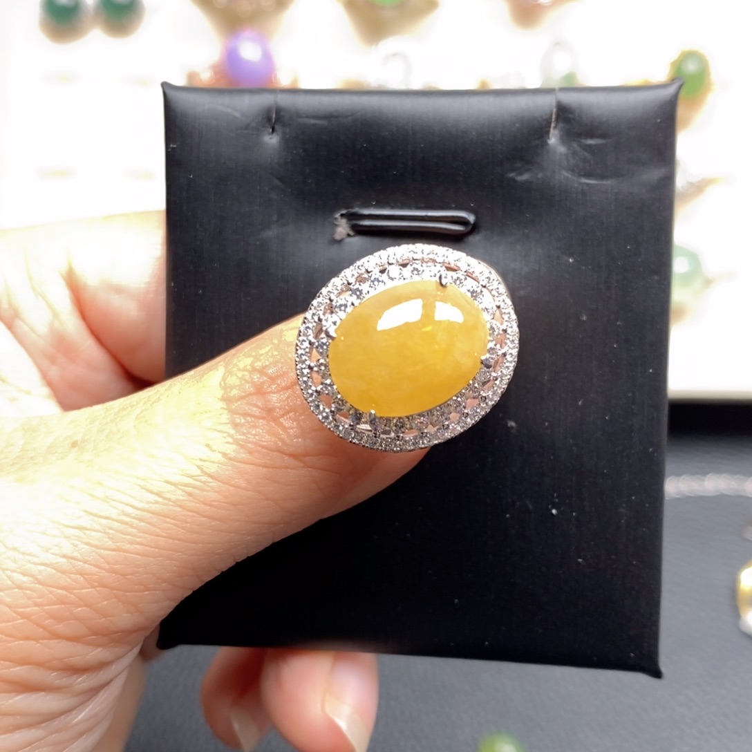 翡翠戒指银S925镶嵌戒指