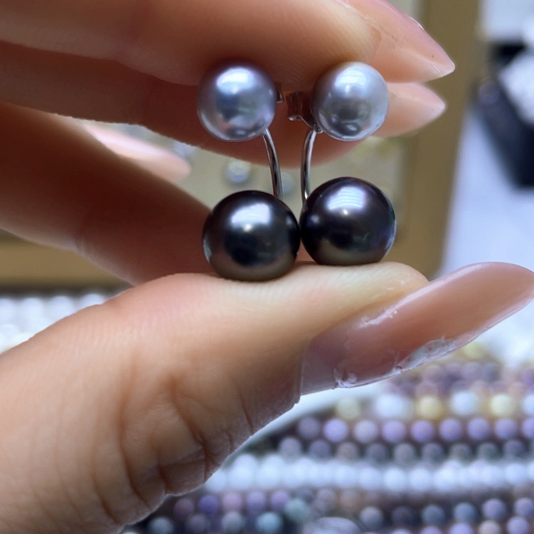 海水珍珠耳饰银S925镶嵌