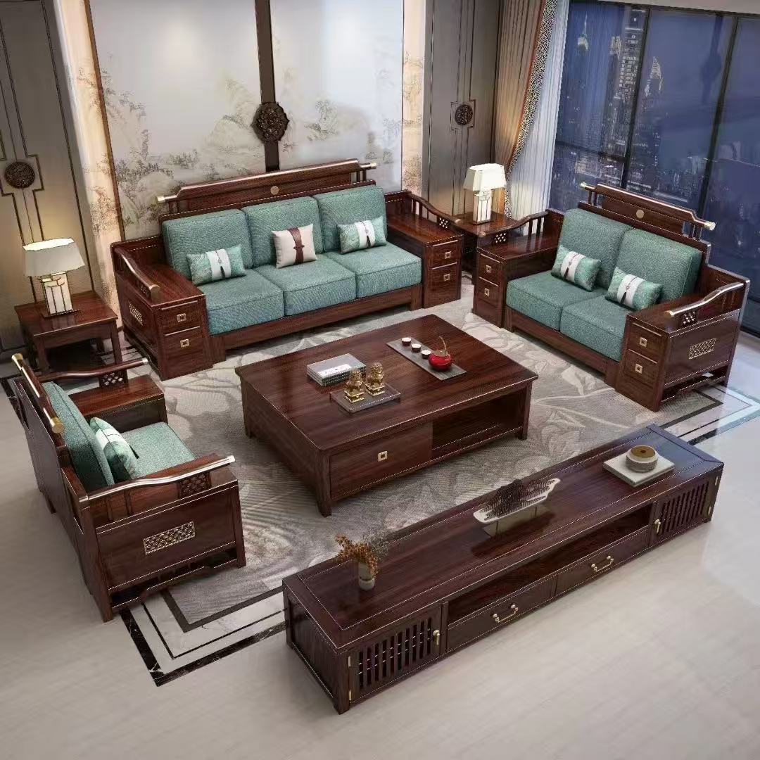 新中式乌金木实木沙发组合【客户链接】