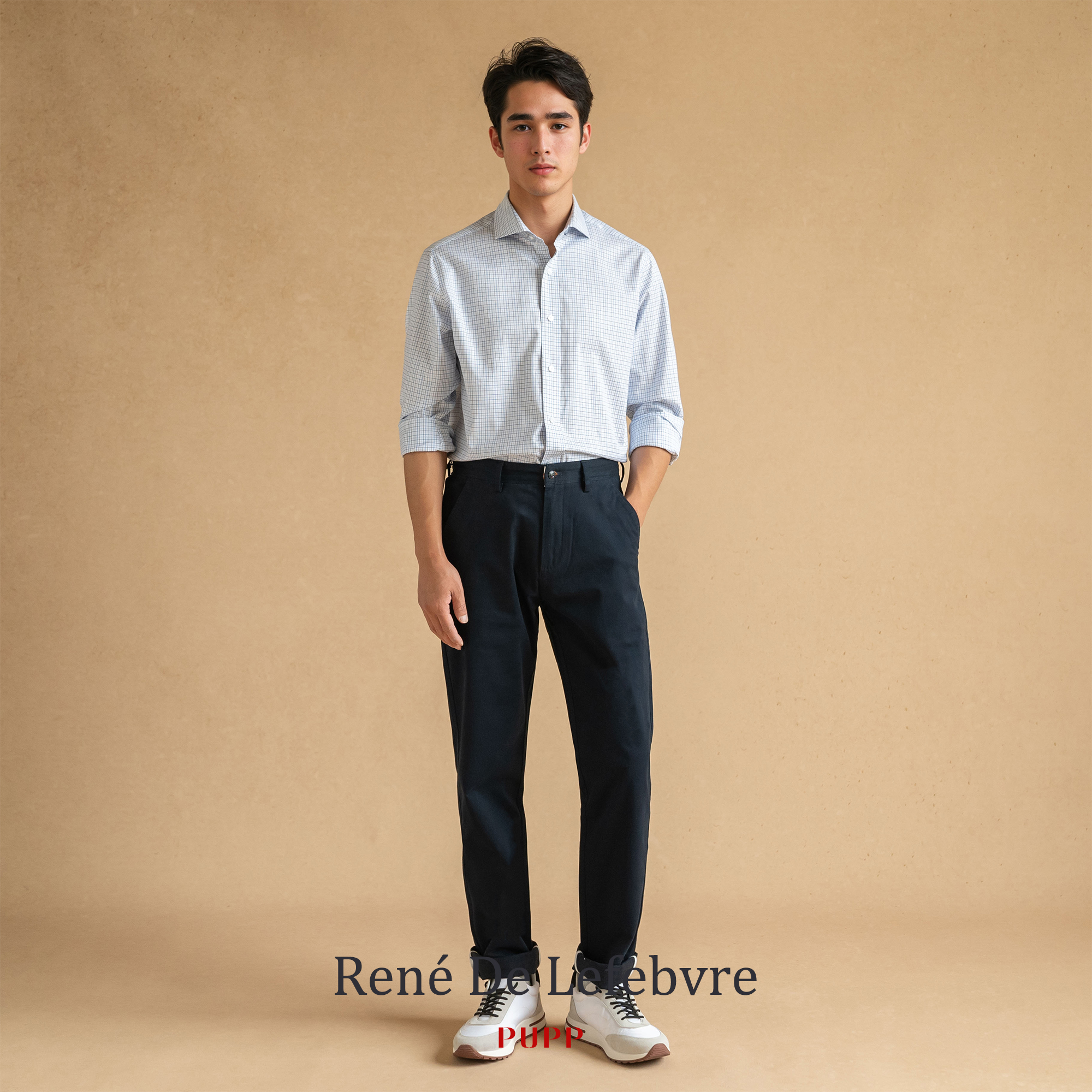 René De Lefebvre四季款男士修身直筒百搭休闲裤韩版复古弹力潮流