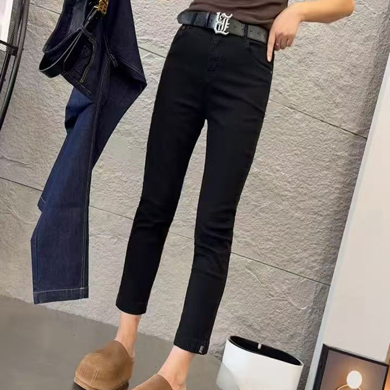 s55371早秋季新款百搭弹力直筒牛仔裤女小个子高腰显瘦八分烟管裤