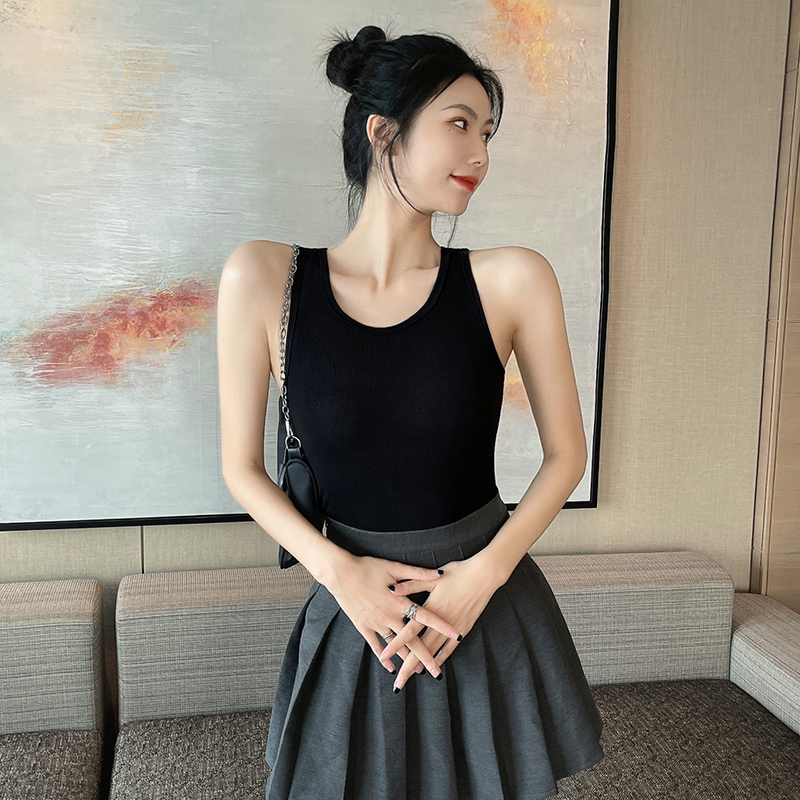 背心印花吊带女内搭U领外穿打底上衣短款运动无袖夏季洋气时尚