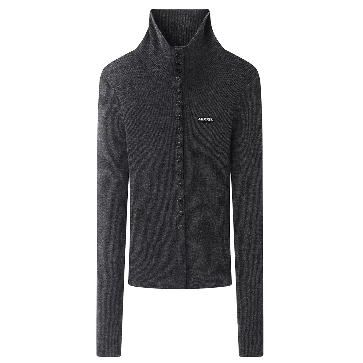 艾家同款厚度毛针织衫冬季时尚毛衣开衫黑色打底衫上衣短款804111