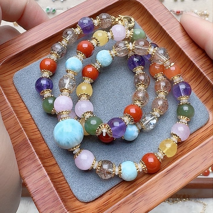 水晶颈饰合金多宝