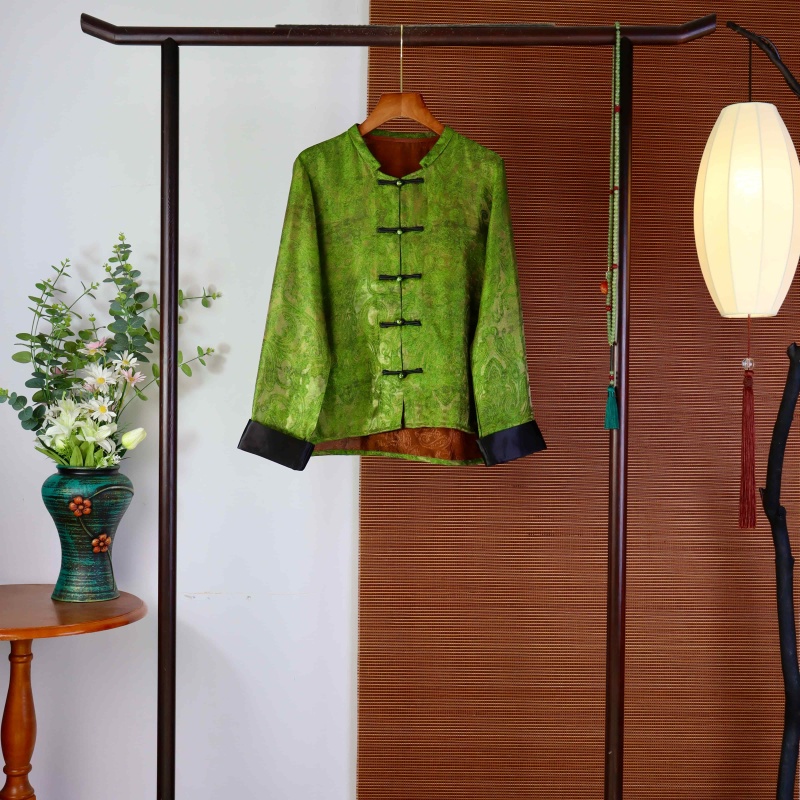 9629春夏香云纱上衣女春季桑蚕丝外套新中式衬衫国风开衫长袖