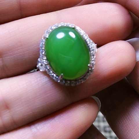 和田玉银S925镶嵌戒指