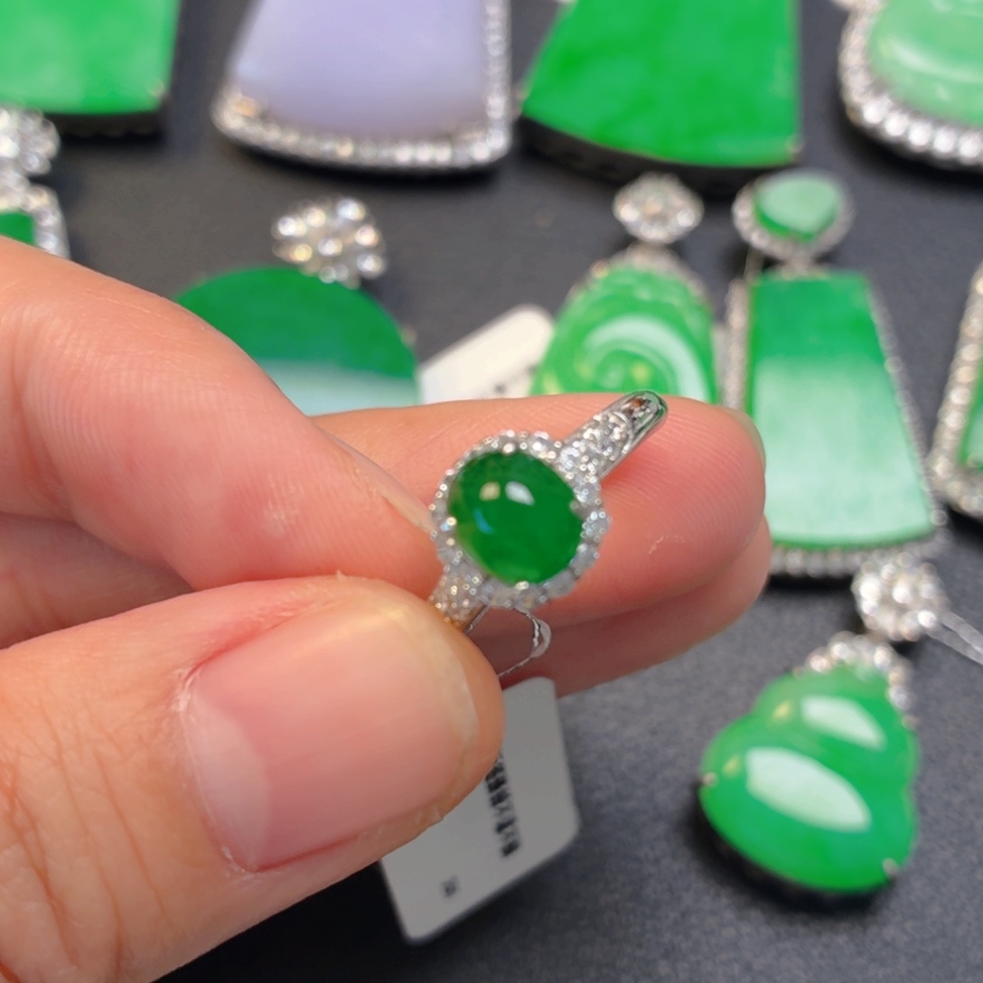 米****翡翠银S925镶嵌吊坠(不含链)戒指