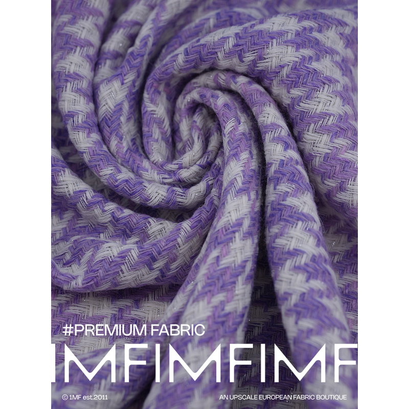 香香面料 羊毛交织紫白千鸟格小香面料 宽155CM 意大利进口 1676