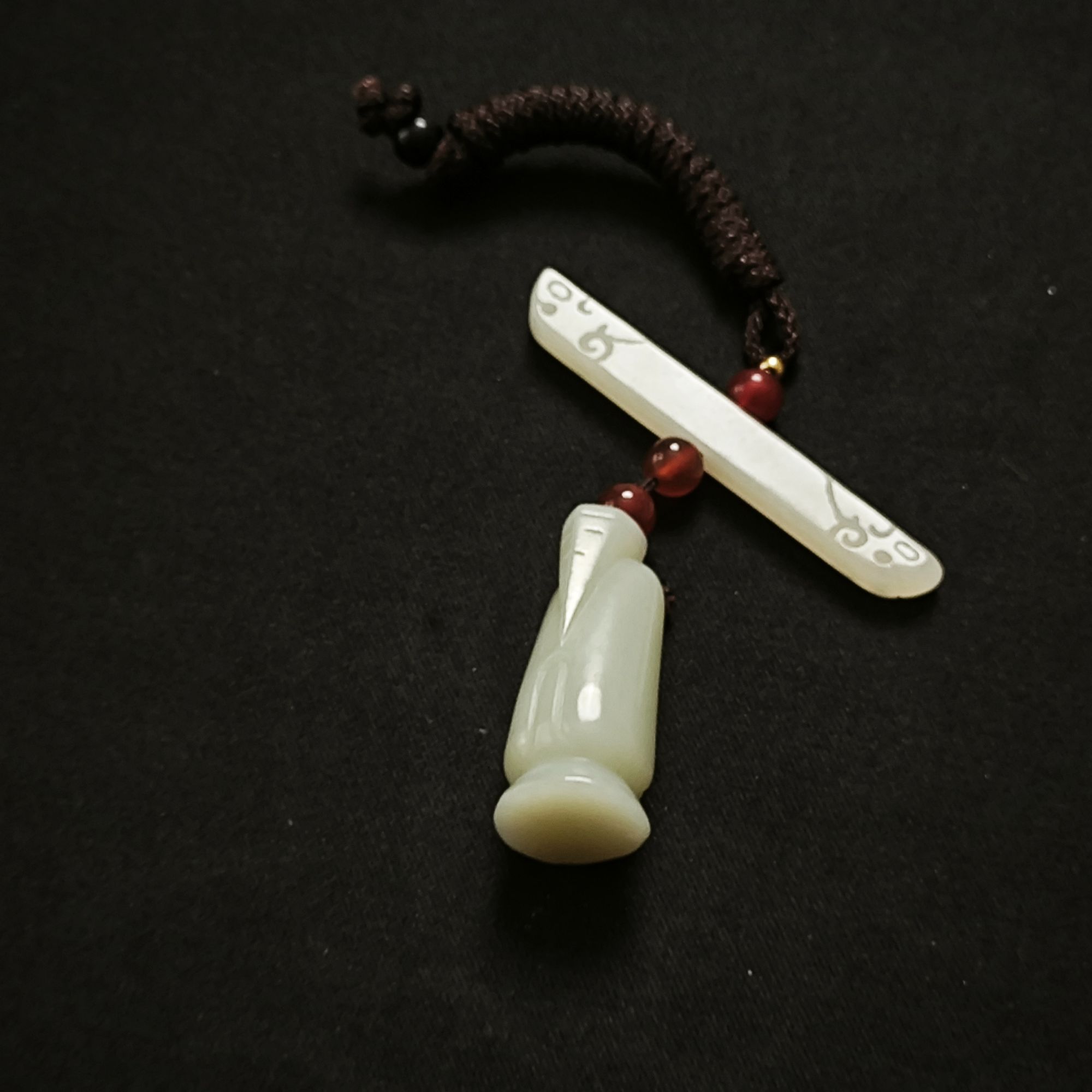 801创汇期和田白玉翁仲司南套件