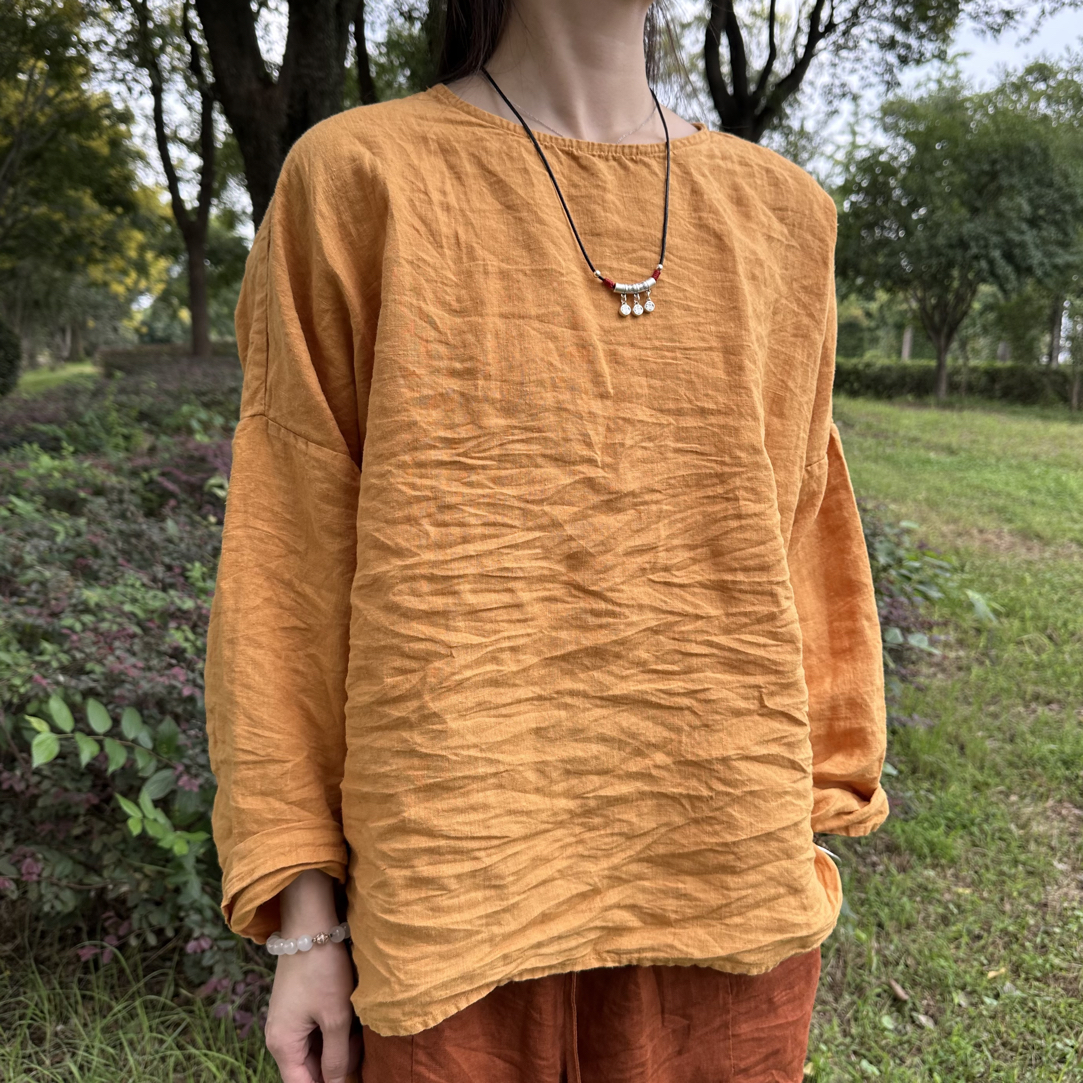 周周布衣/高定汉麻/打底简约气质百搭休闲套头