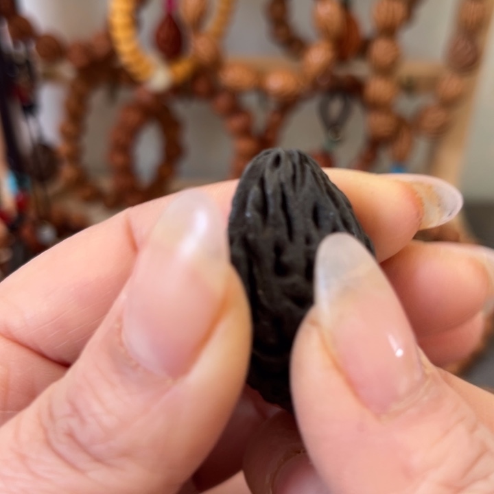 晨***夕野生桃枭黑碳化籽手机链