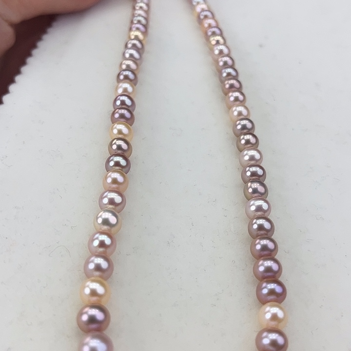 淡水珍珠颈饰银S925镶嵌6-7糖果色