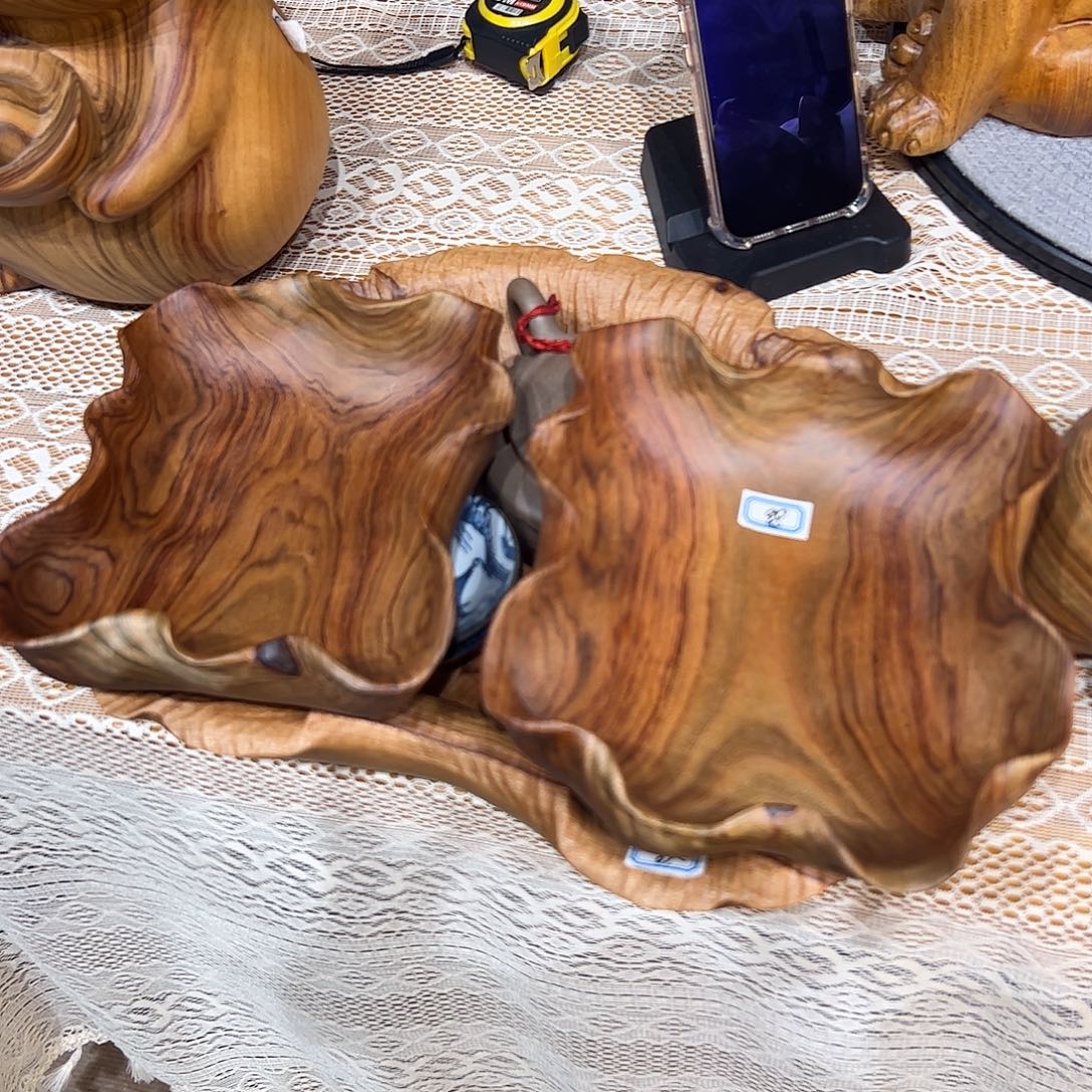 草***帽香樟木荷叶小果篮一对