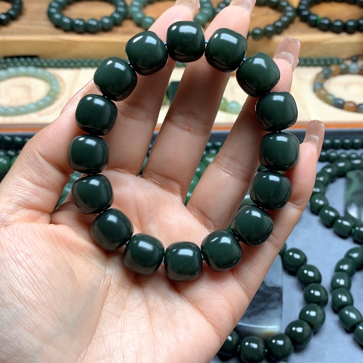 和田玉（青玉）手链未镶嵌寅*