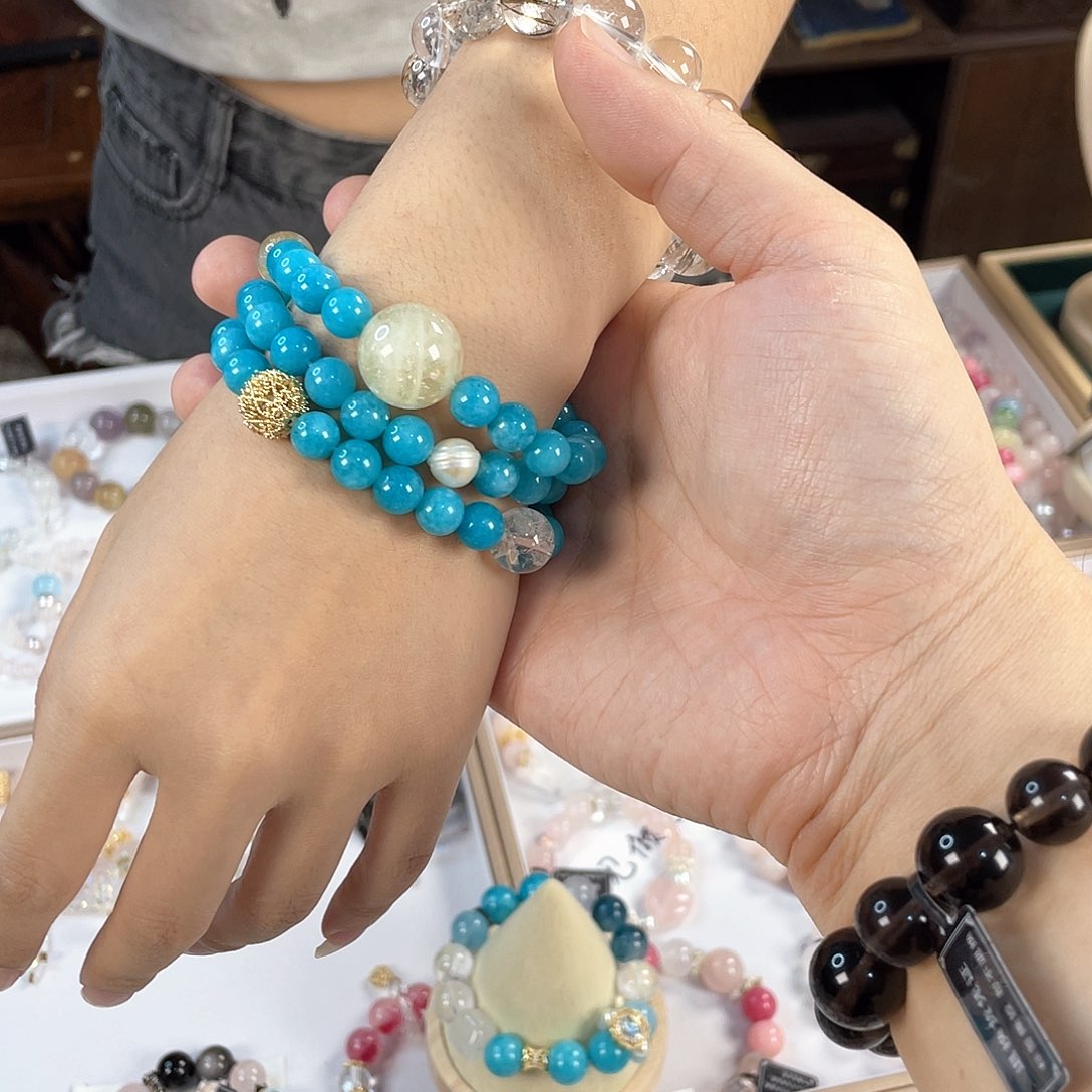 水晶手链银S925镀金镶嵌