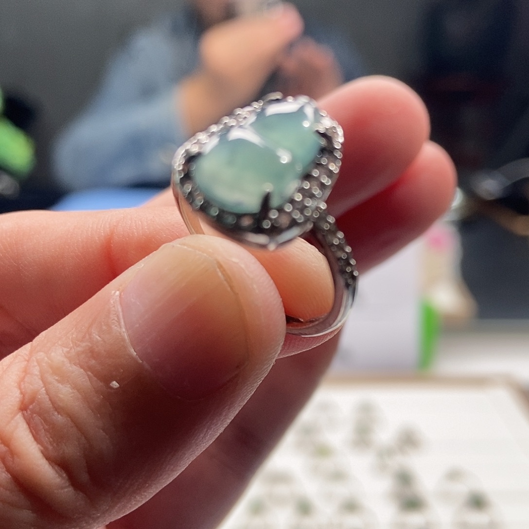 翡翠银S925镶嵌耳饰