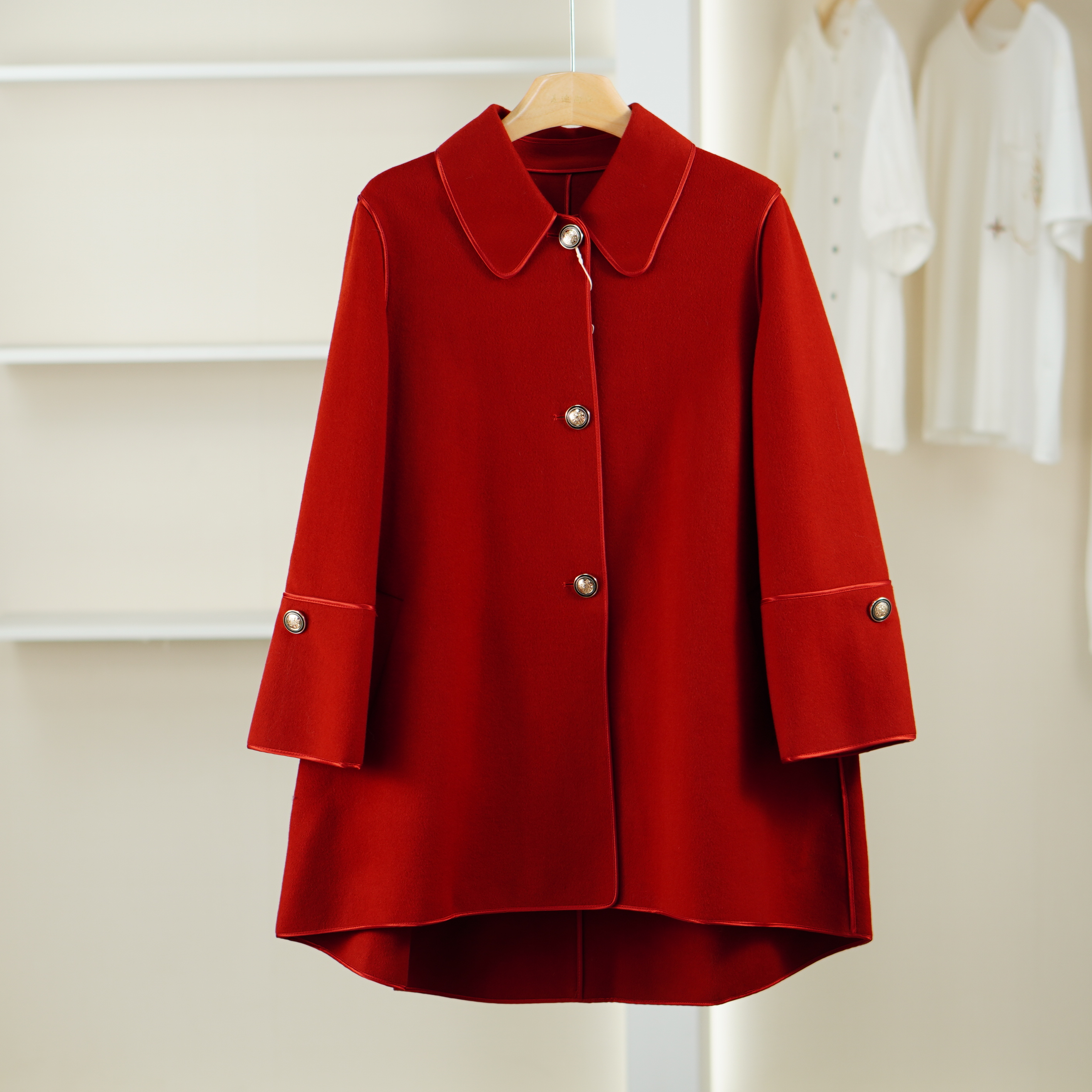 麦迪尚品【遥】41015268 秋冬时尚气质中长款双面呢大衣女装