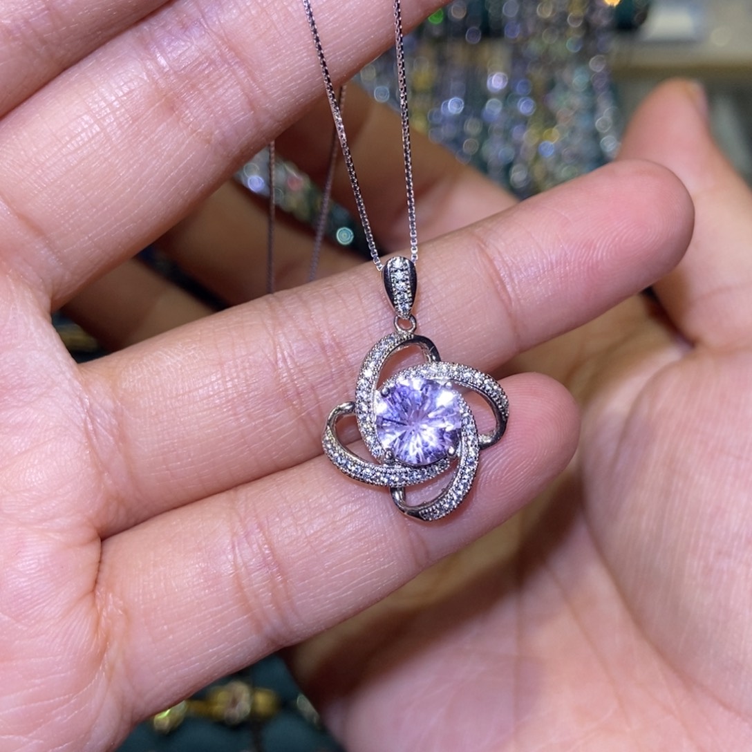 紫晶颈饰银S925镶嵌