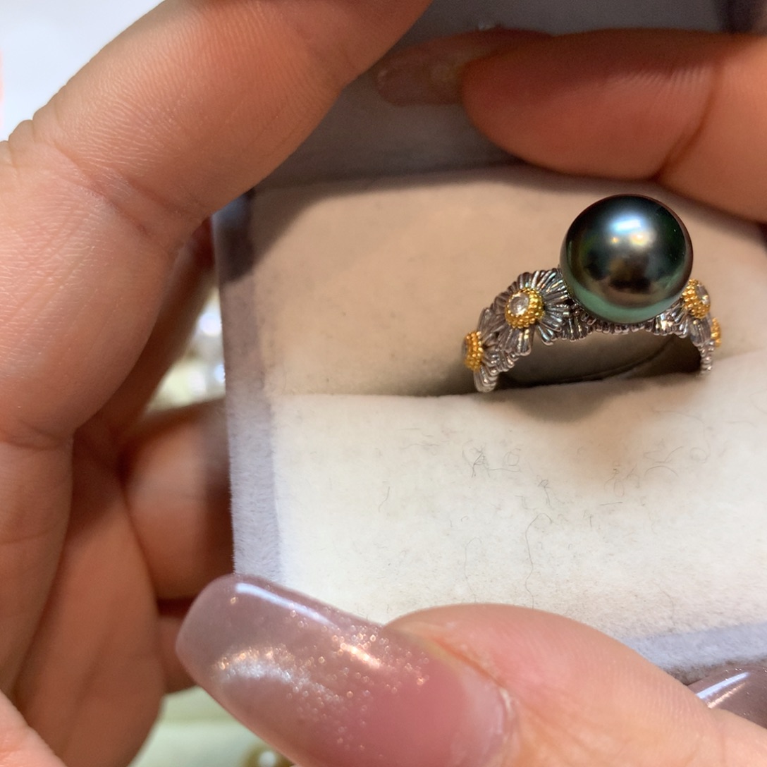 海水珍珠戒指银S925镶嵌