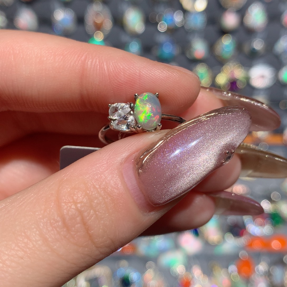 欧泊福利戒指w银S925镶嵌