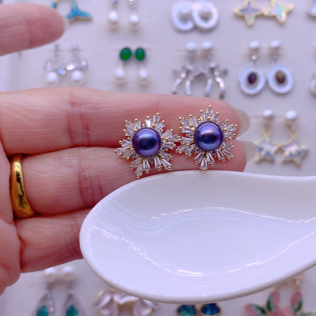 淡水珍珠耳饰合金