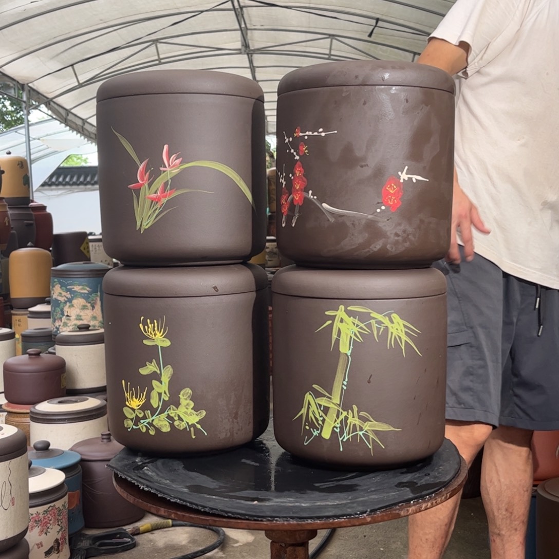紫砂茶叶罐梅兰竹菊