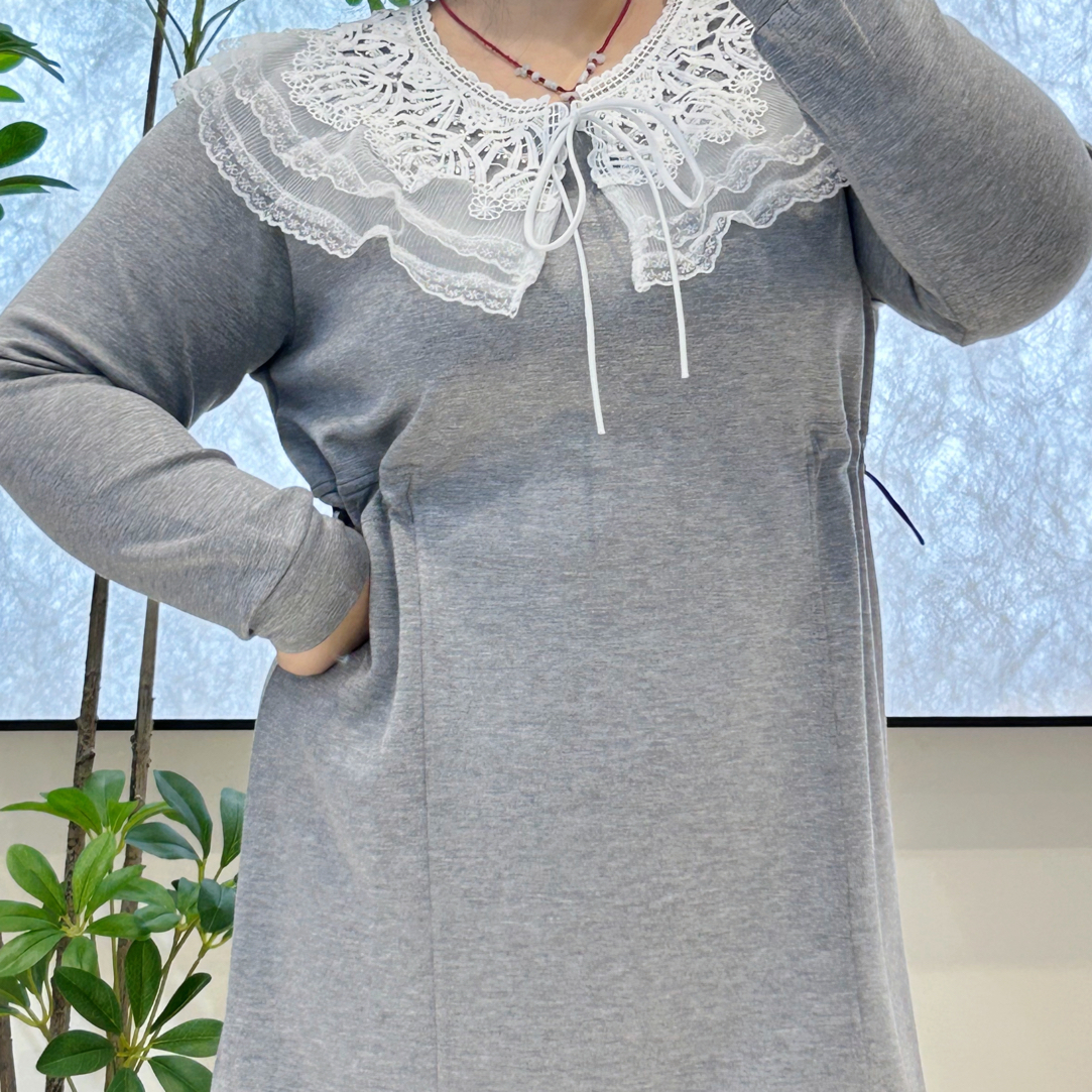 黑色法式蕾丝荷叶领长袖衬衫女冬季新款宽松韩版百搭上衣5559