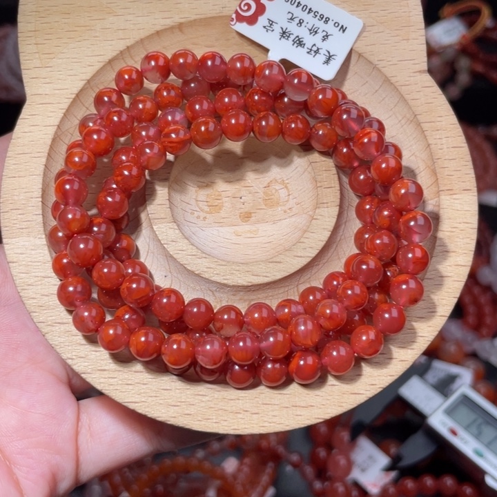南红玛瑙未镶嵌6咪红底妖花2162