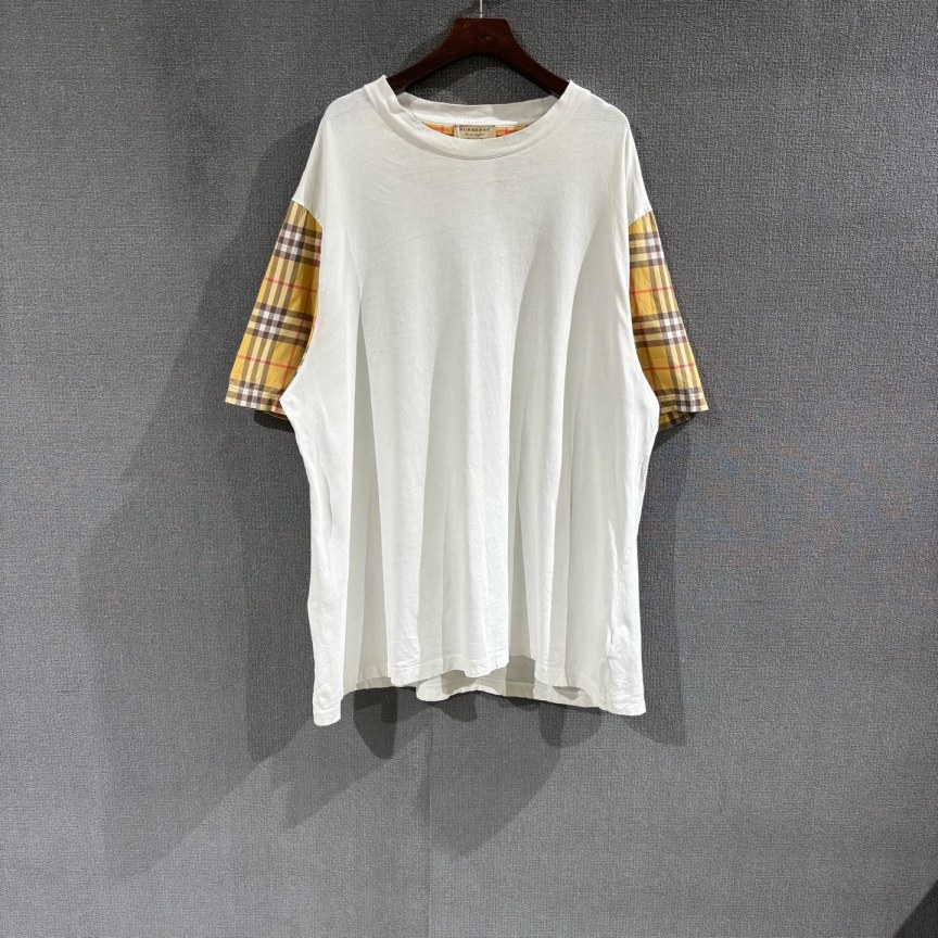 99新 BURBERRY/博柏利 （pm）格纹拼色短袖 XL码/2166