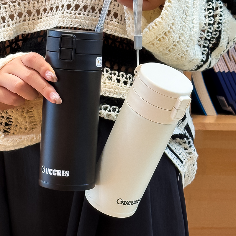 Gucgres简约高颜值保温杯男生便携学生随手杯子双饮运动吸管水杯