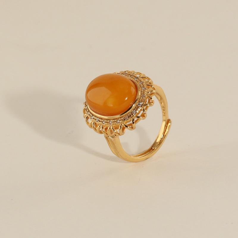  蜜蜡蛋面戒指 LJL90485