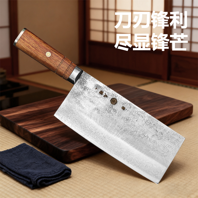 真锻打大马士革切片刀切肉切菜刀399