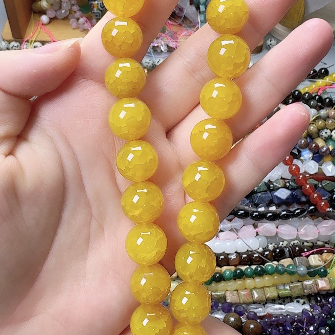 未镶嵌玛瑙/玉髓珠宝半成品卡14龙鳞黄玛一条