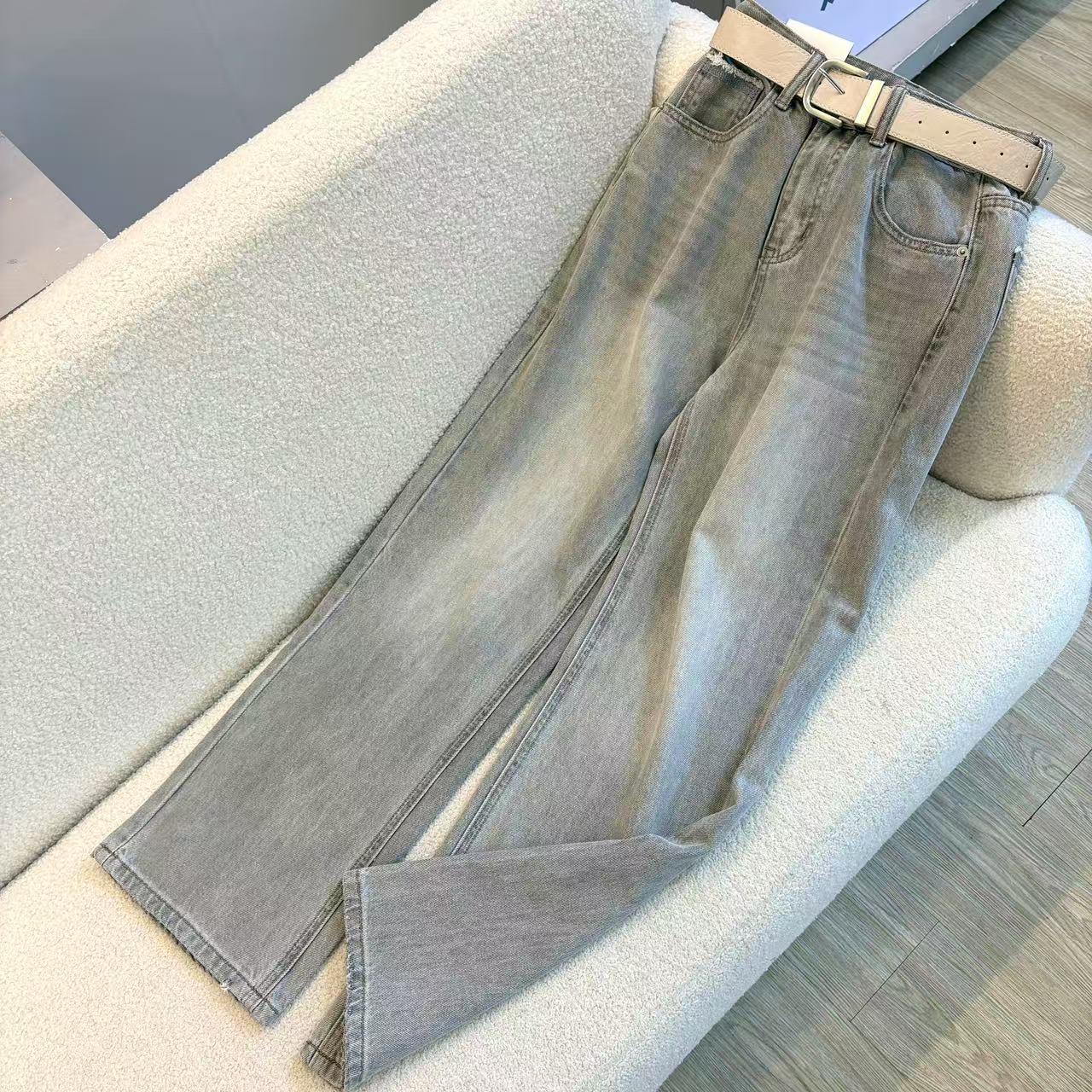 【高定灰系拖地裤】设计高品无弹百搭显瘦牛仔窄版裤苋18223(52215)